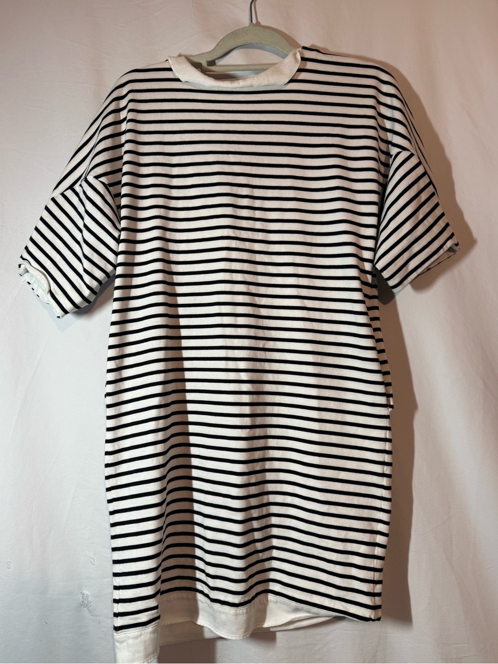 COS Womens S Black White Striped Cotton Tunic Dress Oversized Back Zip Portugal